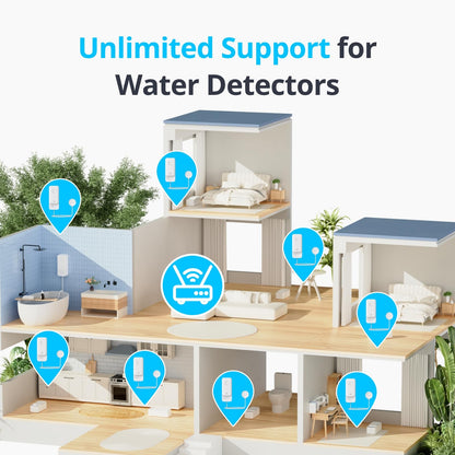 No Hub Required WiFi Water Sensor, Smart Water Leak Detector, 100dB Adjustable Alerts & App Alerts, IP67 Waterproof, Wireless Detector for Home with 1m Sensing Cable (Support 2.4G) - Available at All In One Marketplace Canada