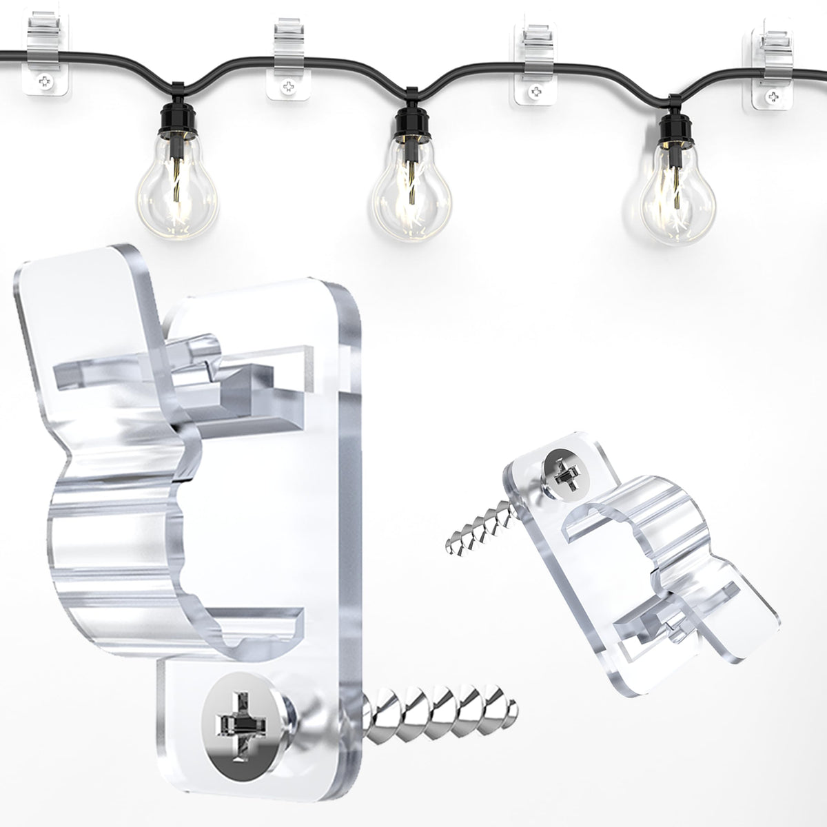 60Pack Clear Outdoor String Light Clips Screw-in Hooks,Garden Hooks,Weatherproof Cable Hangers and Clips for Hanging Fairy Lights for Christmas, Festival,Patio, and Fence Decorations 🍁 All In One Marketplace Canada