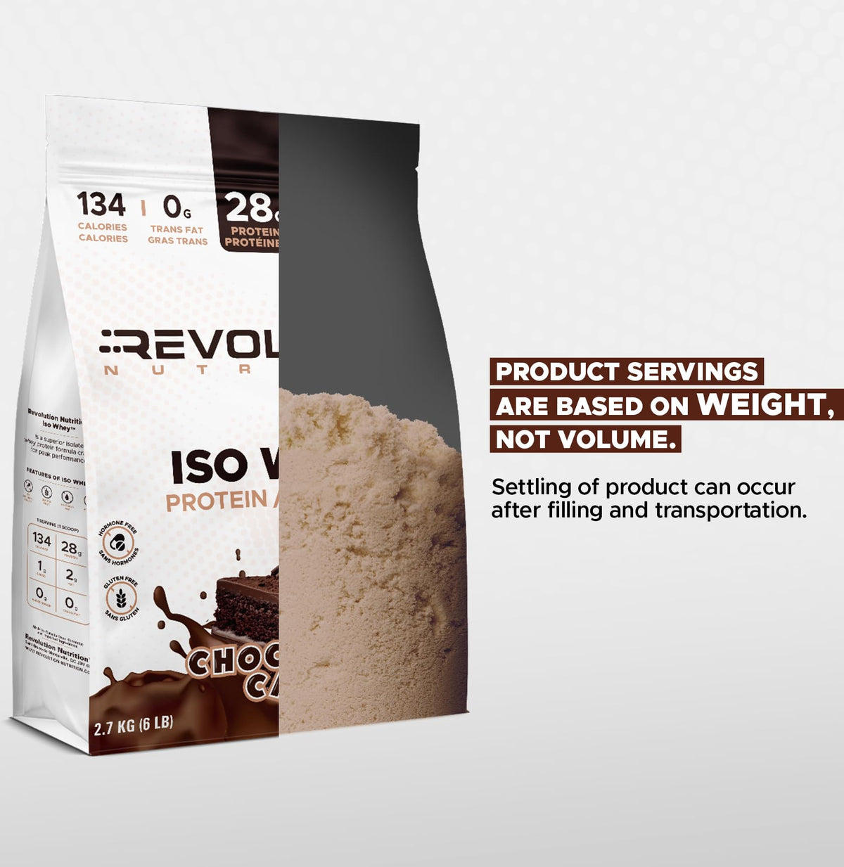 Revolution Nutrition, Iso Whey, Protein Powder 6LB Bag, 28g Of Protein Per Scoop, Gluten Free, Low Carb, 2.27 Kg, 82 Servings (Chocolate Cake, 6 Pound Bag) 🍁 All In One Marketplace Canada