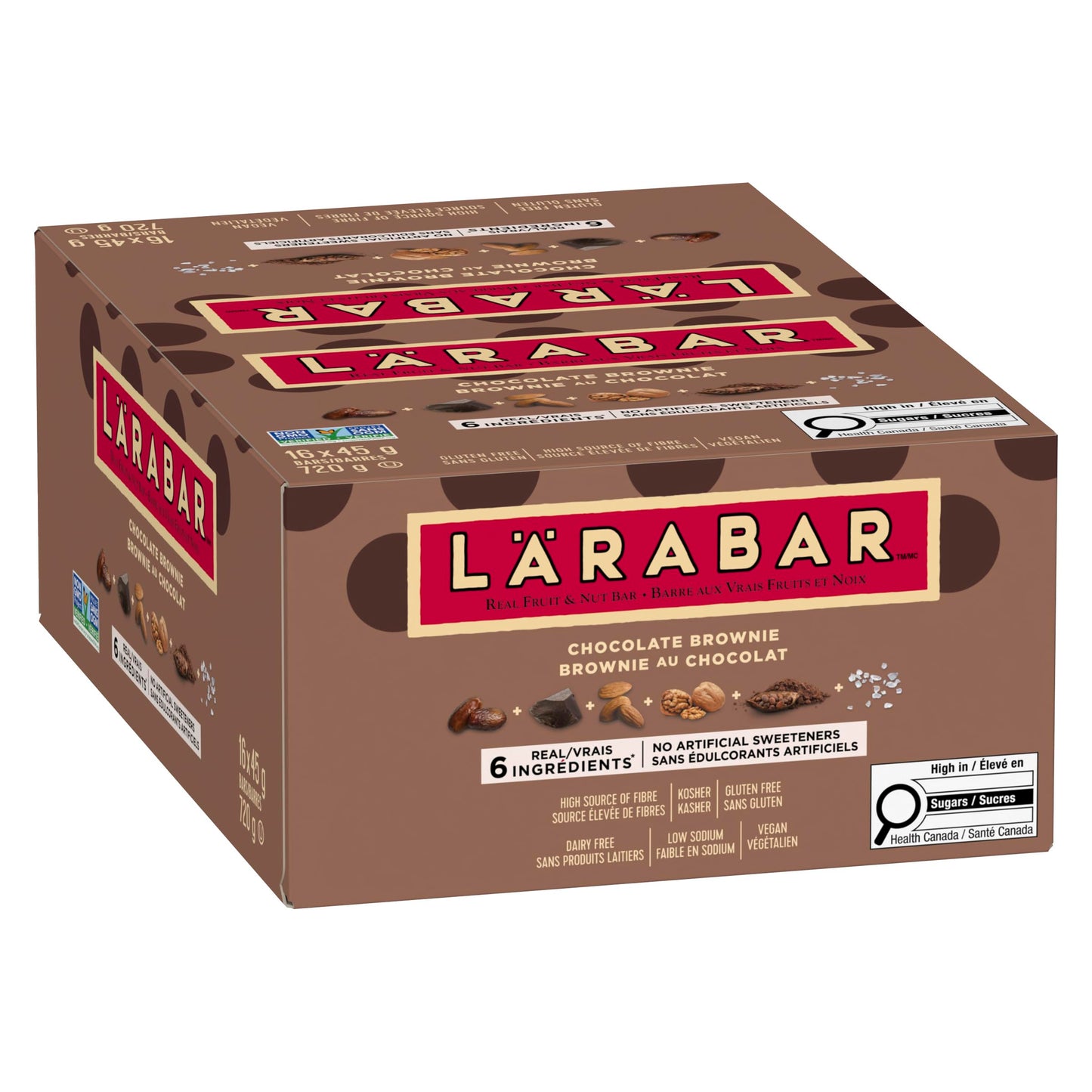 LÄRABAR Chocolate Brownie, Fruit and Nut Energy Bar, Pack of 16 Bars, Gluten Free, Vegan, Family Pack, Snack Bars, 720 Grams Package - Available at All In One Marketplace Canada