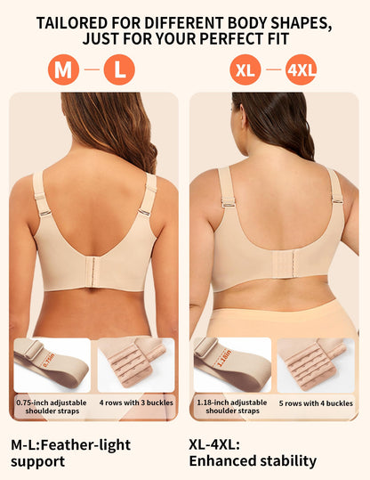 PoseFree Jelly Bras for Women Full Coverage Full Support and Lift No Underwire Back Smoothing Bralette Everyday Bra (Nude,XL)