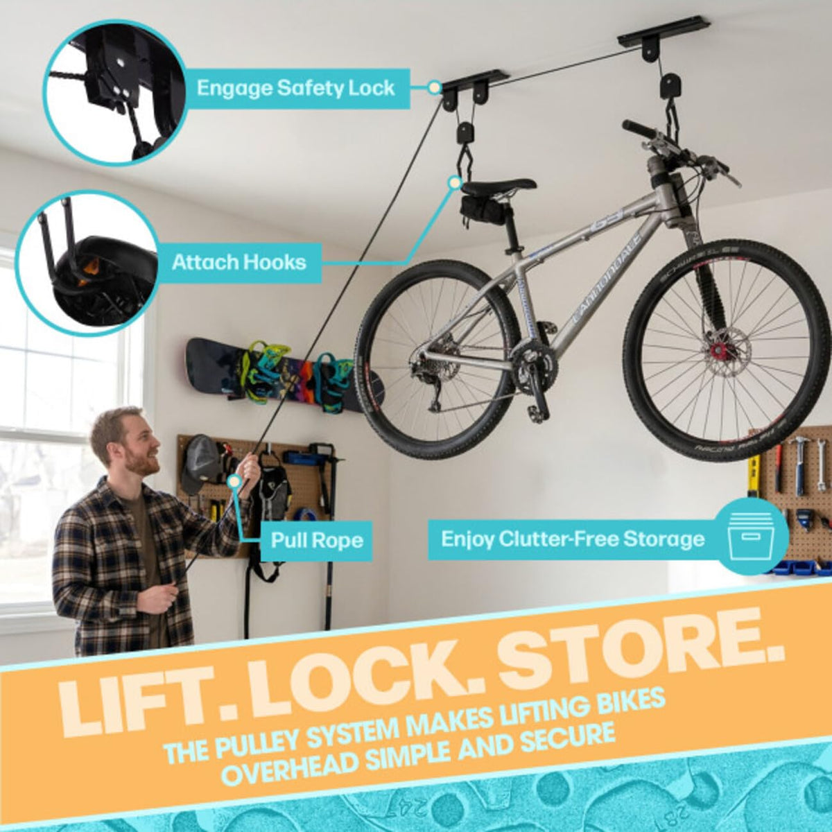RAD Cycle Products Bike Hoist/Lift Bicycle Hoists, 2-Pack, Black