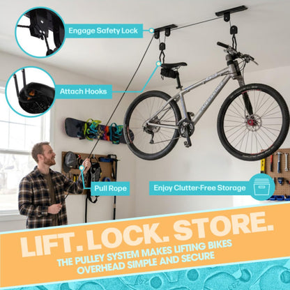 RAD Cycle Products Bike Hoist/Lift Bicycle Hoists, 2-Pack, Black