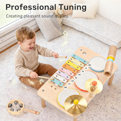 WINGYZ Kids Drum Set, 9-in-1 Wooden Musical Instruments with Xylophone 🍁 All In One Marketplace Canada