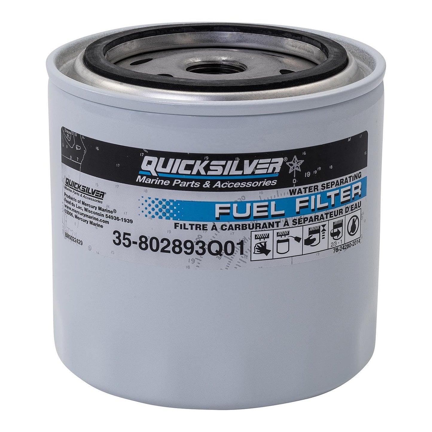 Quicksilver 802893Q01 Water Separating Fuel Filter - Mercury and Mariner Outboards and MerCruiser Stern Drive and Inboard Engines Quicksilver
