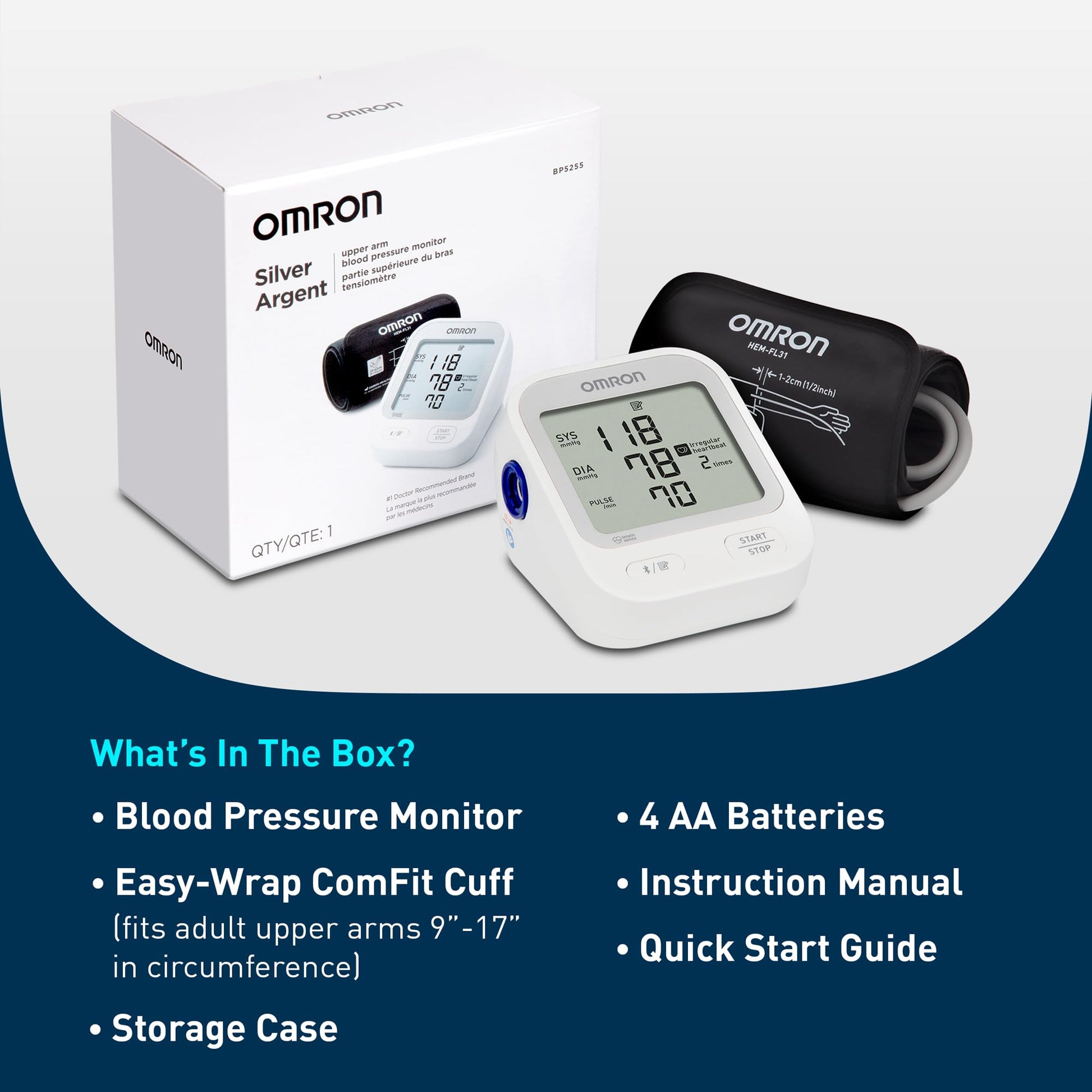 Omron Silver Upper Arm Blood Pressure Monitor Omron