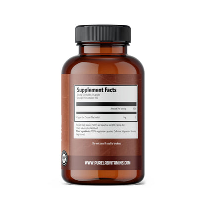 Pure Lab Vitamins Copper Glycinate 1mg - 150 Vegi-caps - Available at All In One Marketplace Canada