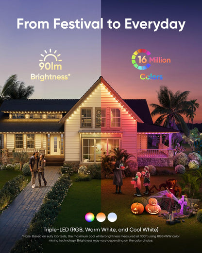 eufy Permanent Outdoor Lights E22, Total 150ft with 90 Triple-LED Lights 🍁 All In One Marketplace Canada