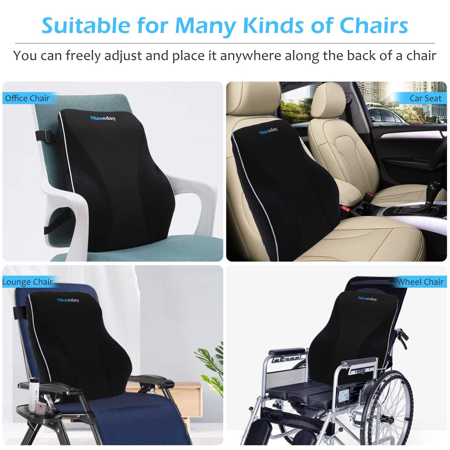 Lumbar Support Pillow for Office Chair Car Lumbar Pillow Lower Back Pain Relief Memory Foam Back Cushion with 3D Mesh Cover Gaming Chair Back Pillow Ergonomic Back Rest for Wheelchair Desk - Available at All In One Marketplace Canada