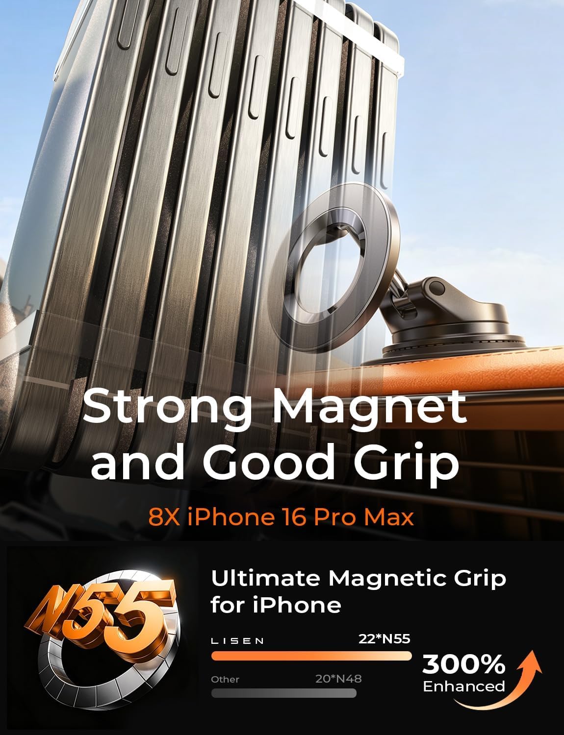 LISEN Car Phone Holder Car for Magsafe Magnetic Car Mount [2026 NEW Stable] Vacuum Magnetic Phone Holder Adjustable Cars Accessories Suction Dashboard Mount for iPhone 17 Pro Max 16 15 14 13 12 - Available at All In One Marketplace Canada