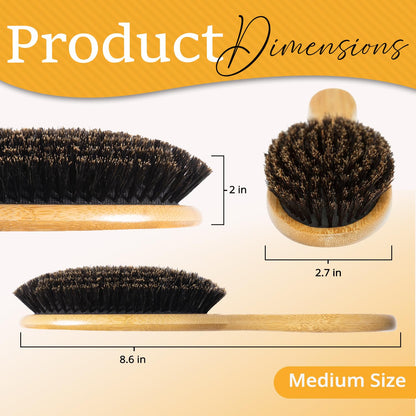 Belula 100% Boar Bristle Hair Brush Set (Medium). Soft Natural Bristles for Thin and Fine Hair. Restore Shine And Texture. Wooden Comb, Travel Bag and Spa Headband Included! - Available at All In One Marketplace Canada