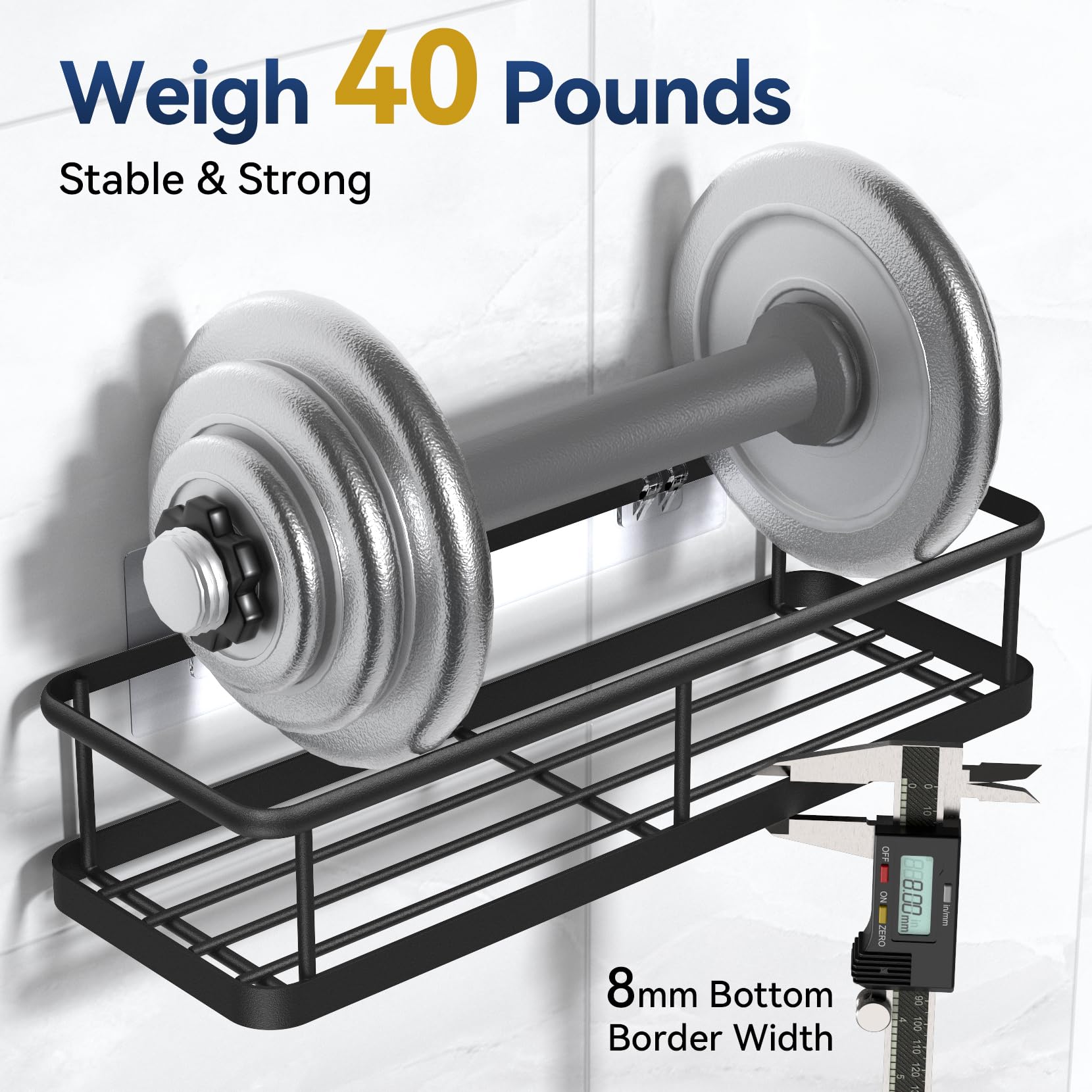 YASONIC Shower Caddy Adhesive, 100% Rustproof Shower Shelves 3 Piece