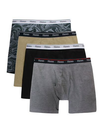 Hanes Originals Men's Boxer Briefs, Stretch Cotton Moisture-Wicking Underwear, Modern Fit Low Rise, Pack of 4, Grey/Black assortement, Size Small 🍁 All In One Marketplace Canada