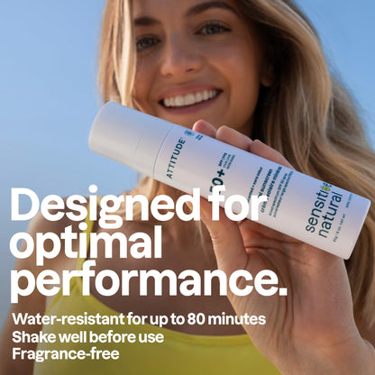 ATTITUDE Sensitive Skin Mineral Sunscreen Lightweight Lotion SPF 50, Broad Spectrum Zinc Oxide, EWG Verified, Mineral-Based, Non-Nano, Water-Resistant 80 Minutes, Non-Greasy for Face & Body, Vegan, Unscented, 80 grams - Available at All In One Marketplace Canada