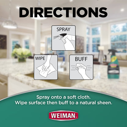 Weiman Granite Cleaner and Polish - 12 Fluid Ounce - Enhances Natural Color in Granite, Quartz, Marble, Soap Stone and More - Available at All In One Marketplace Canada