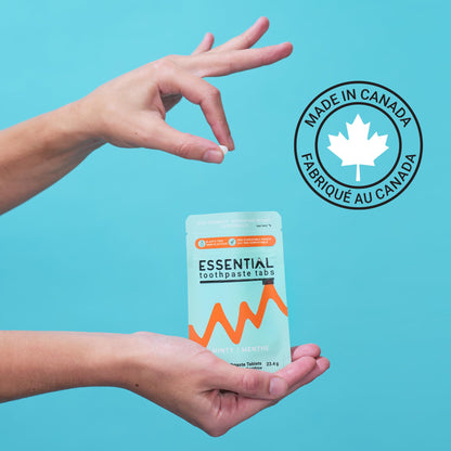 Essential Toothpaste Tabs, Made in Canada, Fluoride Free, Nano-Hydroxyapatite, Mint, 195 Tabs, 70.2g Essential Toothpaste