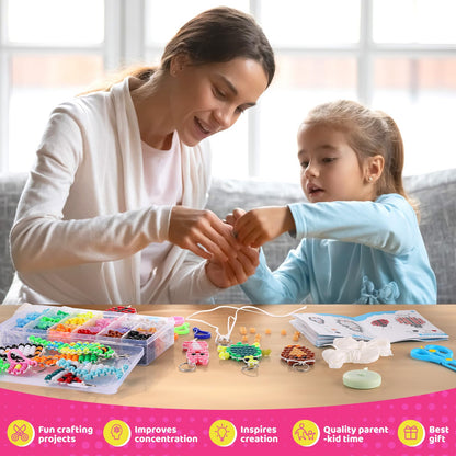 Funtopia Pony Beads, Create Your Own Bead Pets, Colorful Kandi Beads for Bracelets, Big Bead for Hair Braiding, DIY Jewelry and Crafts for Kids, Beginners and Adults (1500 Bead Kit, 30 Designs) - Available at All In One Marketplace Canada