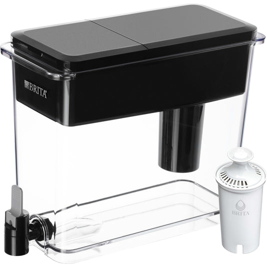 Brita 27 Cup Filter Dispenser Reduces Chlorine taste and odour from Tap Water, Filters 151 Litres, UltraMax, Black