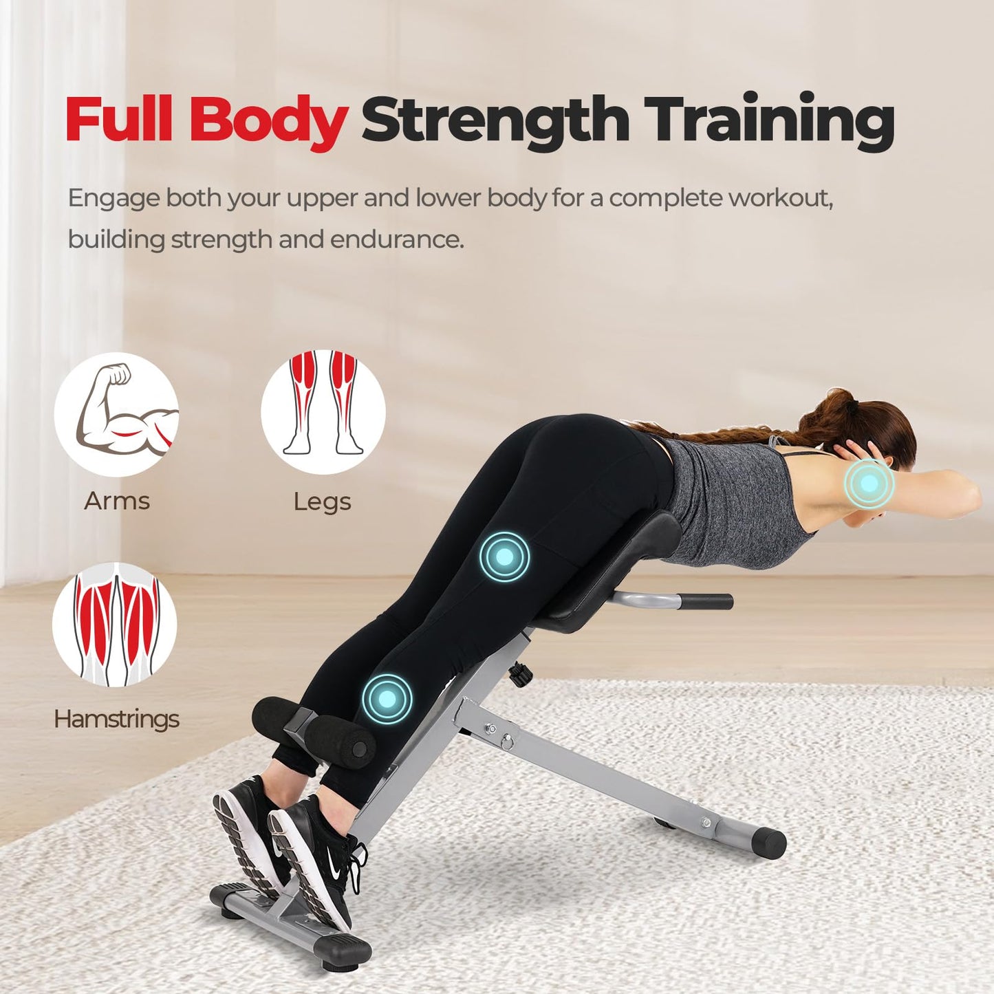 Sunny Health & Fitness Foldable Roman Chair, 45-Degree Hyperextension Bench Sunny Health & Fitness