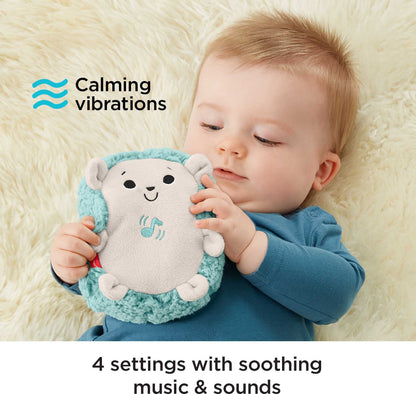 Fisher-Price Baby Musical Toy Calming Vibes Hedgehog Soother Plush Sound Machine with Vibrations for Newborns, Blue Fisher-Price