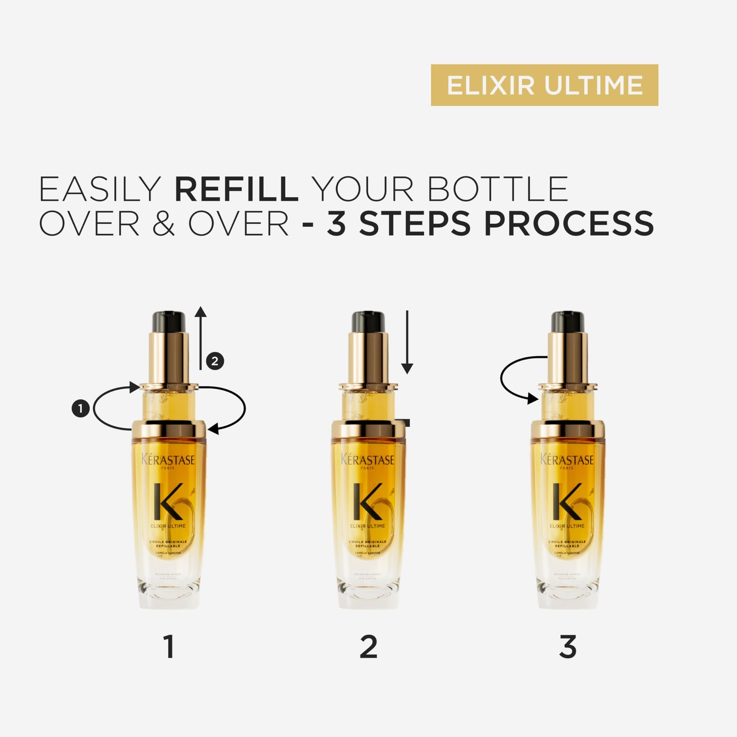 Kérastase Elixir Ultime L'Huile Original Hair Oil, Hydrating Oil Serum to Smooth Frizz and Add Shine, With Wild Camellia, Strengthens and Provides Heat Protection, All Hair Types - Available at All In One Marketplace Canada