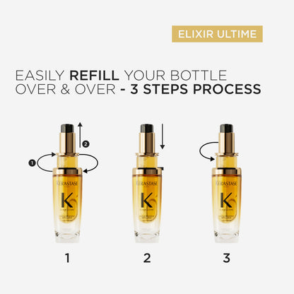 Kérastase Elixir Ultime L'Huile Original Hair Oil, Hydrating Oil Serum to Smooth Frizz and Add Shine, With Wild Camellia, Strengthens and Provides Heat Protection, All Hair Types - Available at All In One Marketplace Canada