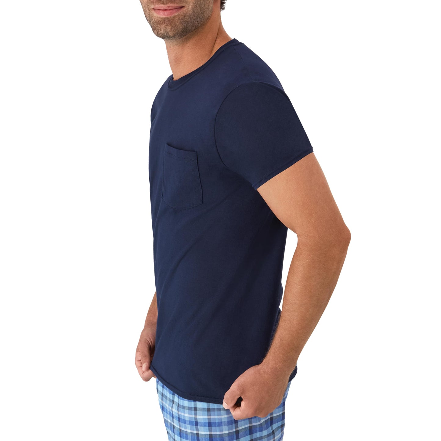 Hanes Men's Pocket Undershirt Pack, Cotton Crew Neck T-Shirt, Moisture Wicking Tee, Assorted 6-Pack, Grey Heather, Black, White, Navy, Blue Heather, Large 🍁 All In One Marketplace Canada