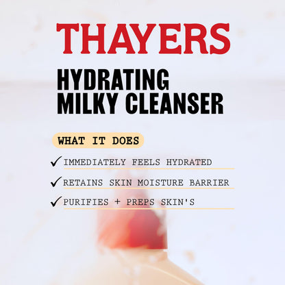 THAYERS Milky Hydrating Face Cleanser with Snow Mushroom and Hyaluronic Acid, Dermatologist Recommended Gentle Facial Wash and Hydrating Skincare for Dry and Sensitive Skin, Paraben Free, 8 FL Oz