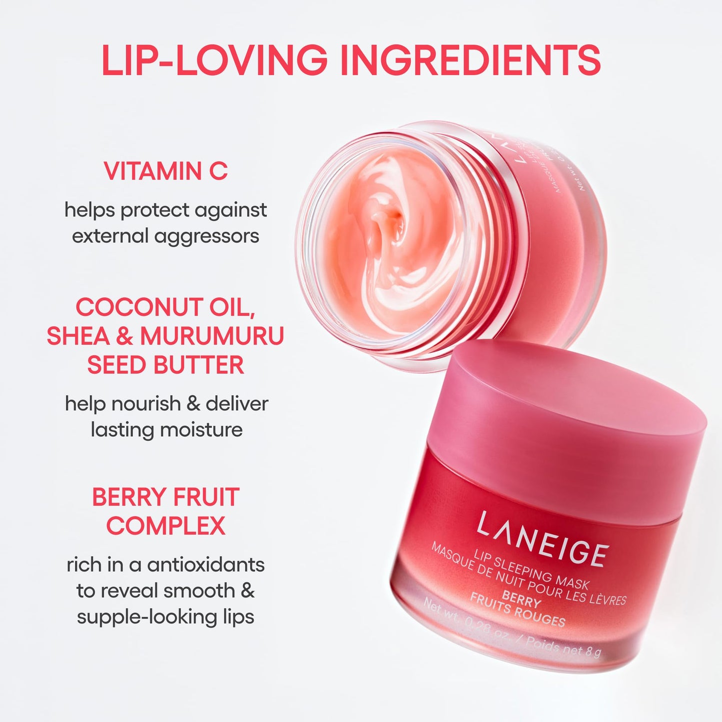 LANEIGE Lip Sleeping Mask: Nourish, Hydrate, Vitamin C, Murumuru & Shea Butter, Antioxidants, Flaky, Dry Lips 🍁 All In One Marketplace Canada