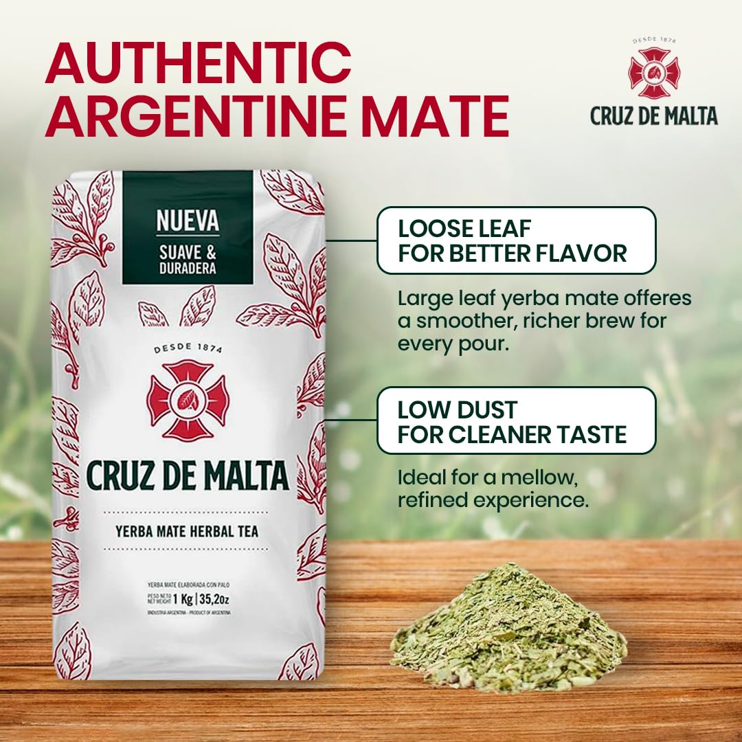 Cruz de Malta Yerba Mate – 1kg Loose Leaf Traditional Argentine Herbal Tea