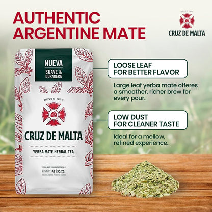 Cruz de Malta Yerba Mate – 1kg Loose Leaf Traditional Argentine Herbal Tea