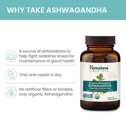 Himalaya Organic Ashwagandha, USDA Certified Organic, Non-GMO, Gluten Free Supplement, 100% Ashwagandha Powder & Extract. (90 Count) - Available at All In One Marketplace Canada