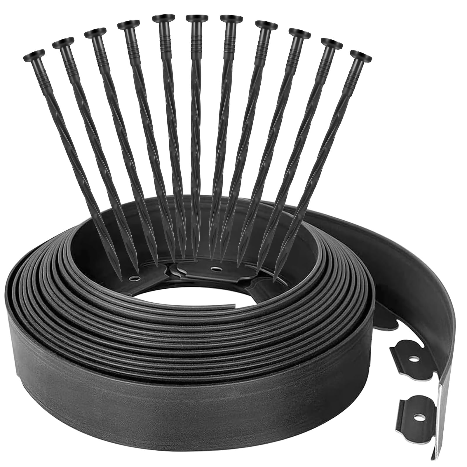 40Ft Garden Edging Border 2-inch Height with 40 Pcs 6-inch Plastic Stakes Landscape Edging Border Paver Edging Kit for Lawn, Yard, Flower Beds