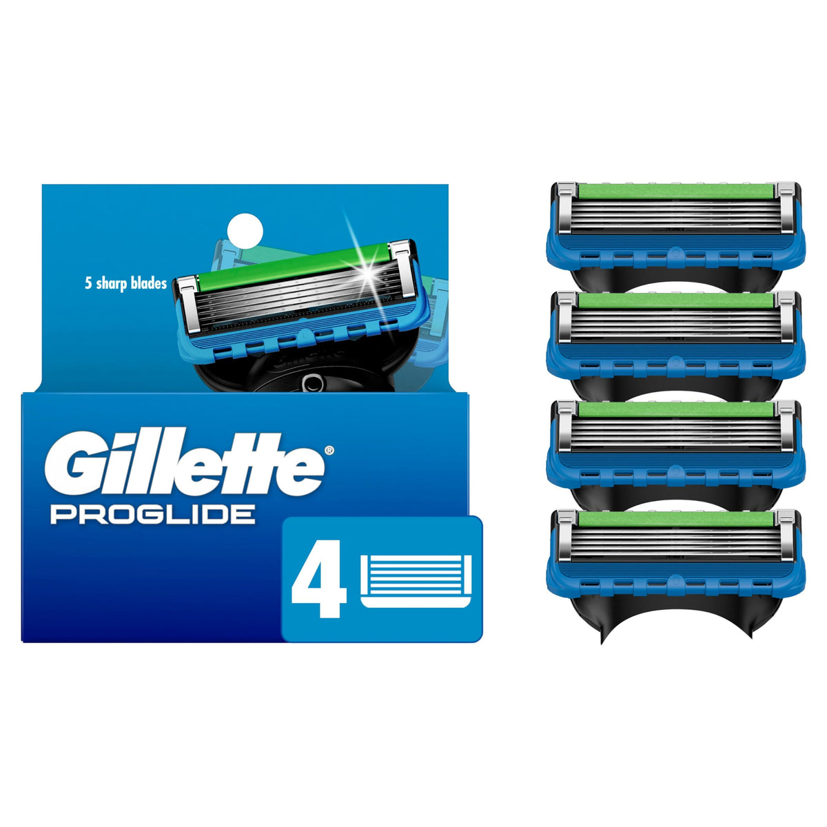 Gillette ProGlide Razor Refills for Men, 4 Razor Blade Refills (Packaging may vary)