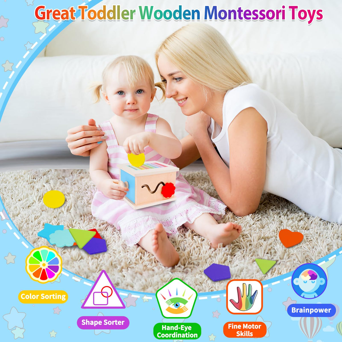 FCSONU Toddler Montessori Shape Coin Box Toys for 1 2 3 Year Old Girls Boys 🍁 All In One Marketplace Canada
