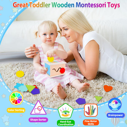 FCSONU Toddler Montessori Shape Coin Box Toys for 1 2 3 Year Old Girls Boys 🍁 All In One Marketplace Canada