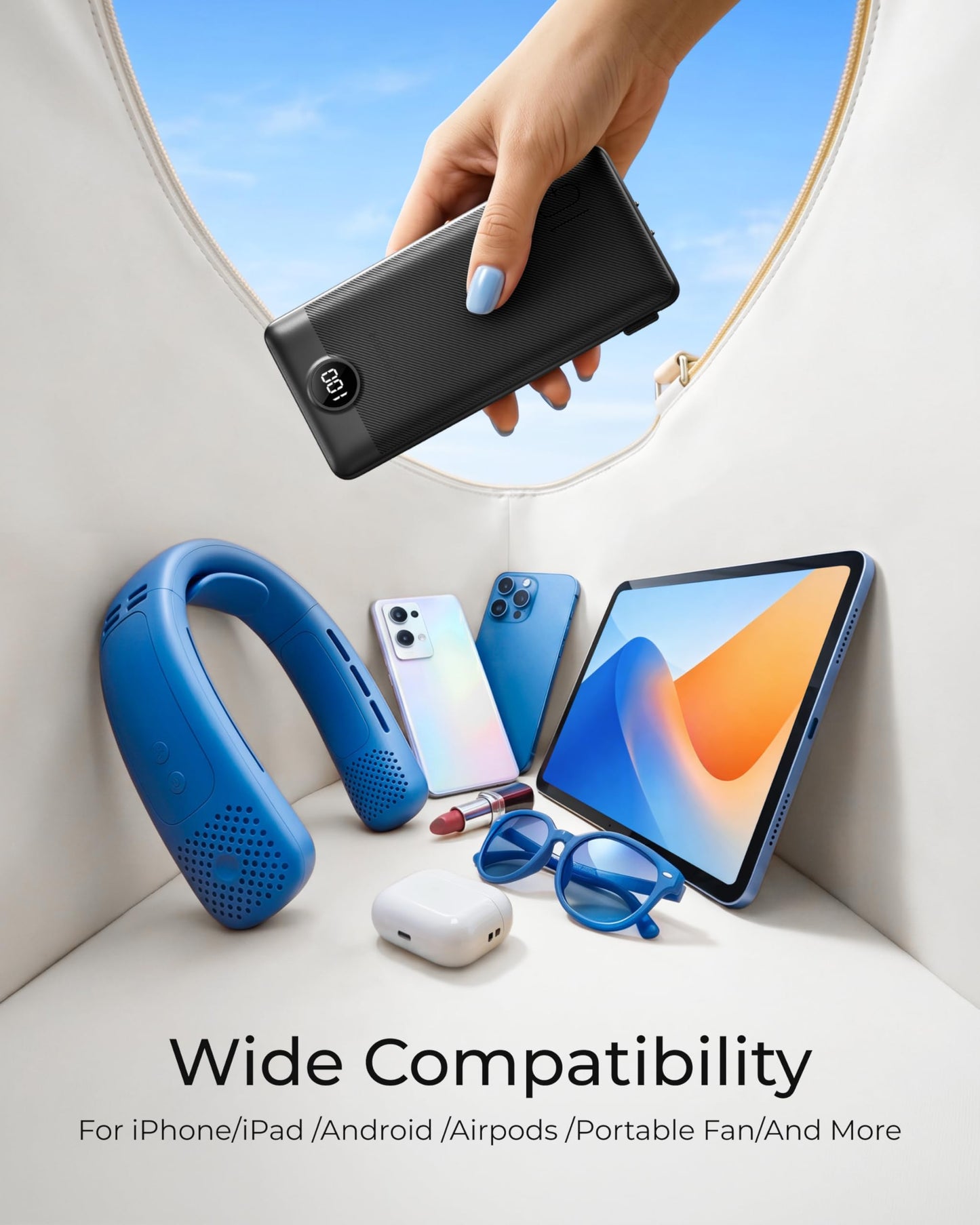 VEGER Portable Charger for iPhone Built in Cables and Wall Plug, 10000mah Slim Fast Charging USB C Power Bank, Travel Essential Battery Pack Compatible with iPhones, iPad, Samsung More Devices(Black) - Available at All In One Marketplace Canada