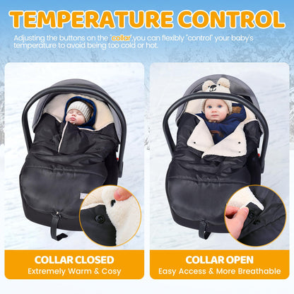 Orzbow Winter Carseat Cover for Baby, Cozy Fleece, Universal Fit, Black 🍁 All In One Marketplace Canada