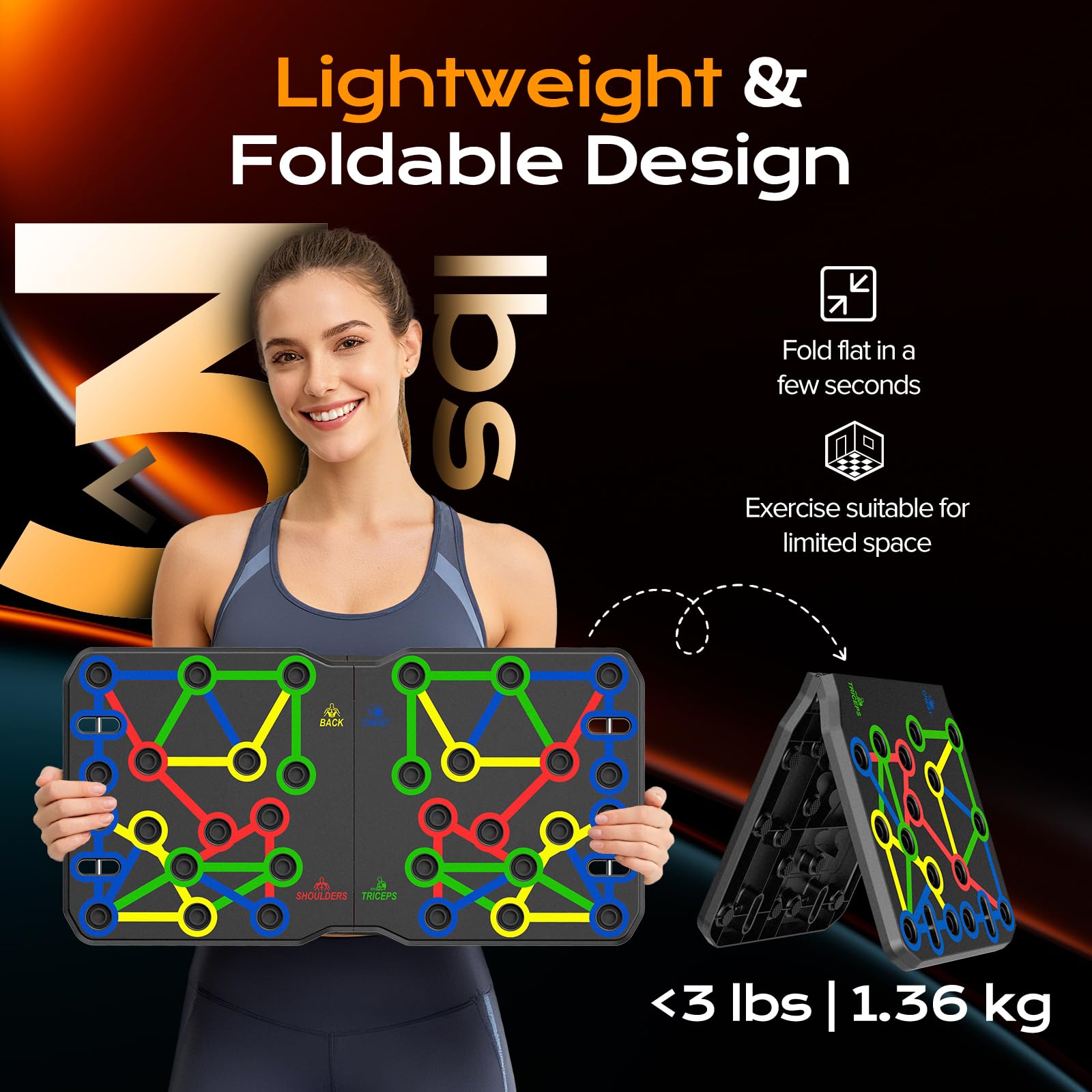 AERLANG Push Up Board-Large PushUps Portable Multi-Function Foldable Push Up Bar, Easy to Use Push up Handle Push Up Strength Training Push Up Stands Home Workout Equipment - Available at All In One Marketplace Canada