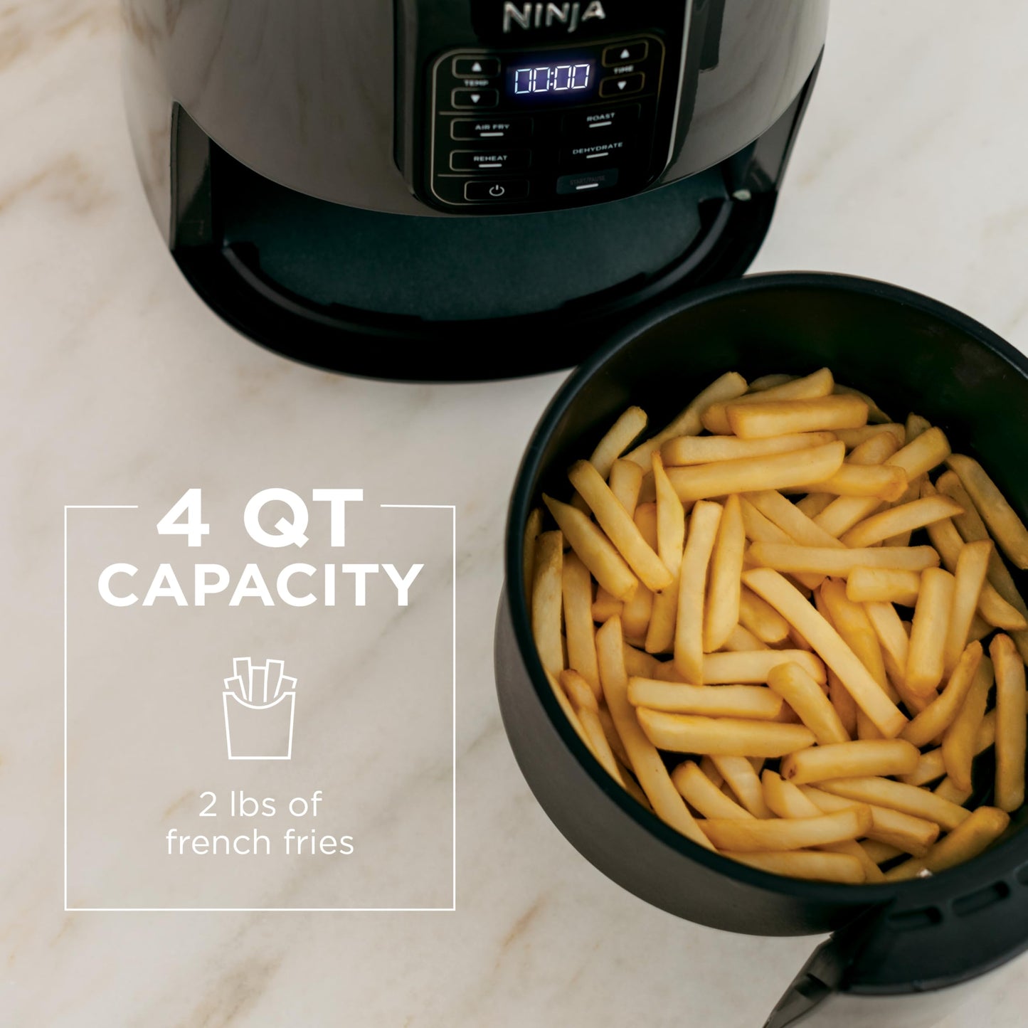 NINJA AF101C, Air Fryer, 3.8L Less Oil Electric Air Frying, Equipped with Crisper Plate + Multi-Layer Rack + Non Stick Basket, Programmable Control Panel, Black, 1550W, (Canadian Version) - Available at All In One Marketplace Canada