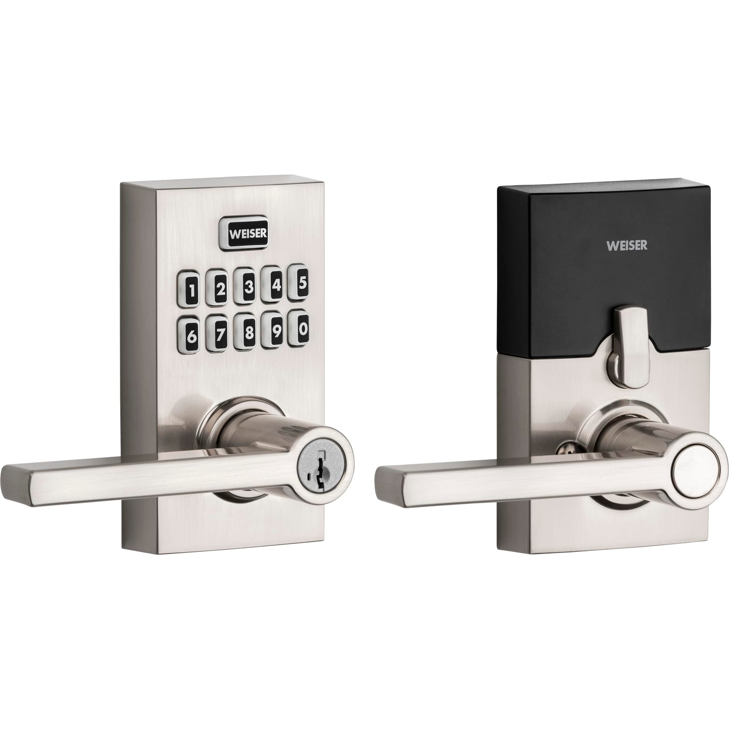 Weiser Smartcode 10 Satin Nickel Keyless Entry Door Lock with Handle/Deadbolt Lock, Keypad Door Lock with Auto Lock, Up to 30 User Codes, Electronic Door Handles/Door Locks for Entry Door & Garage Weiser