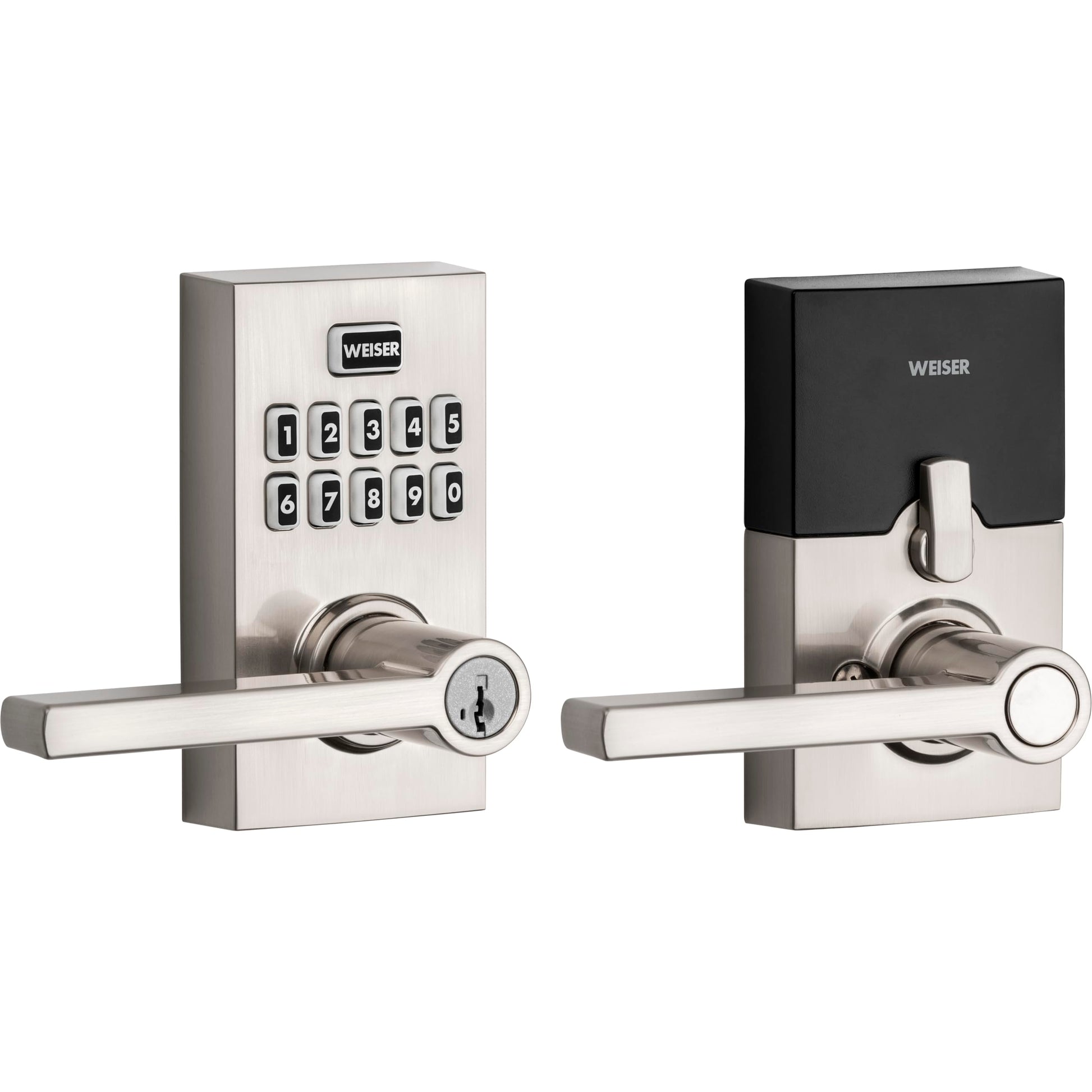 Weiser Smartcode 10 Satin Nickel Keyless Entry Door Lock with Handle/Deadbolt Lock, Keypad Door Lock with Auto Lock, Up to 30 User Codes, Electronic Door Handles/Door Locks for Entry Door & Garage Weiser
