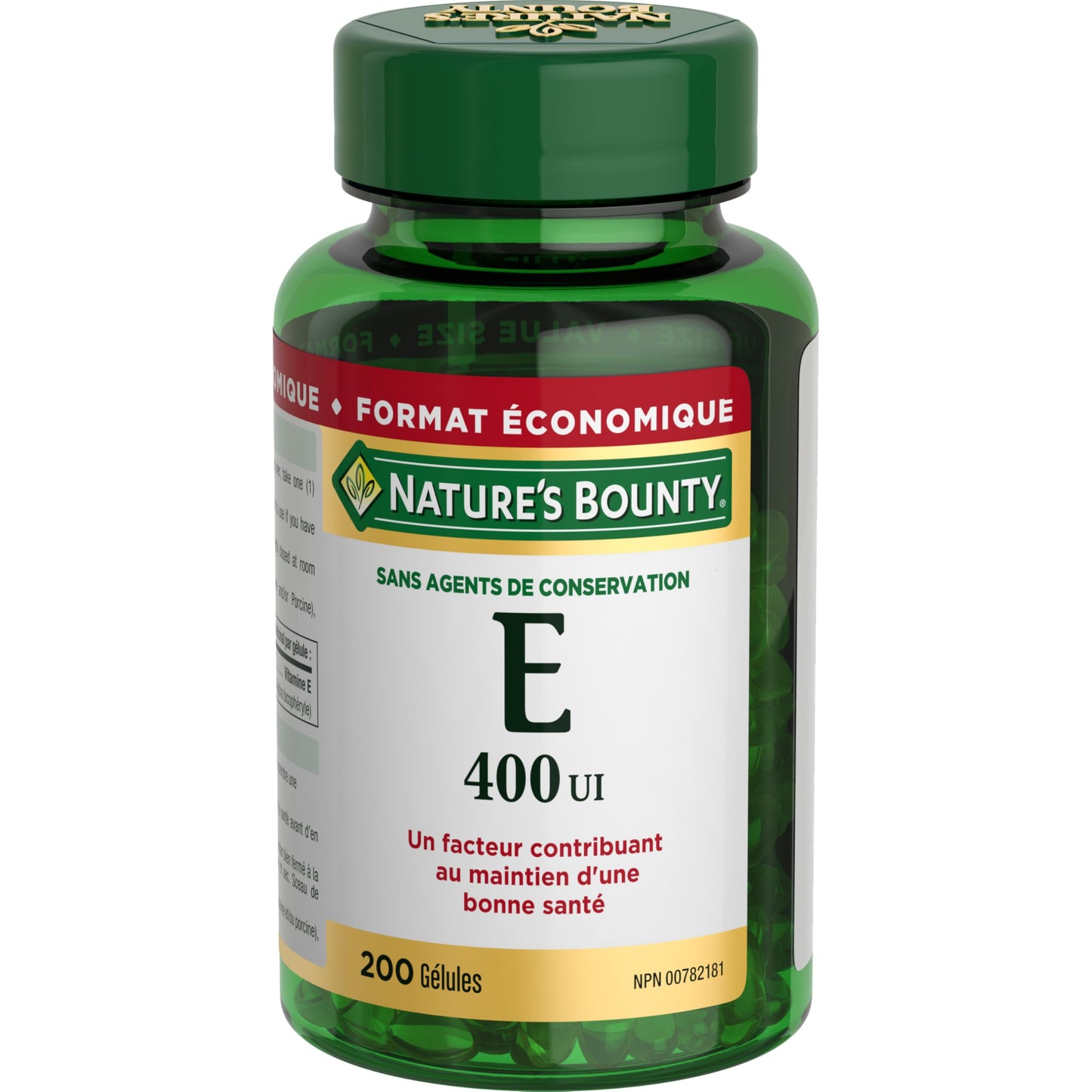 NATURE'S BOUNTY Vitamin E, 400 IU, Antioxidant, Preservative Free, 200 Softgels, 134 g - Available at All In One Marketplace Canada