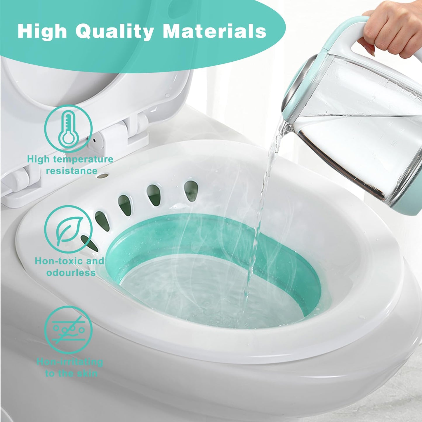 DEANIC Sitz Bath for Toilet Hemorrhoids, Postpartum Care, Collapsible Sitz Bath Tub for Hemorrhoids Treatment, Yoni Steam Seat Basin, Elderly Sit Bath (Green) - Available at All In One Marketplace Canada