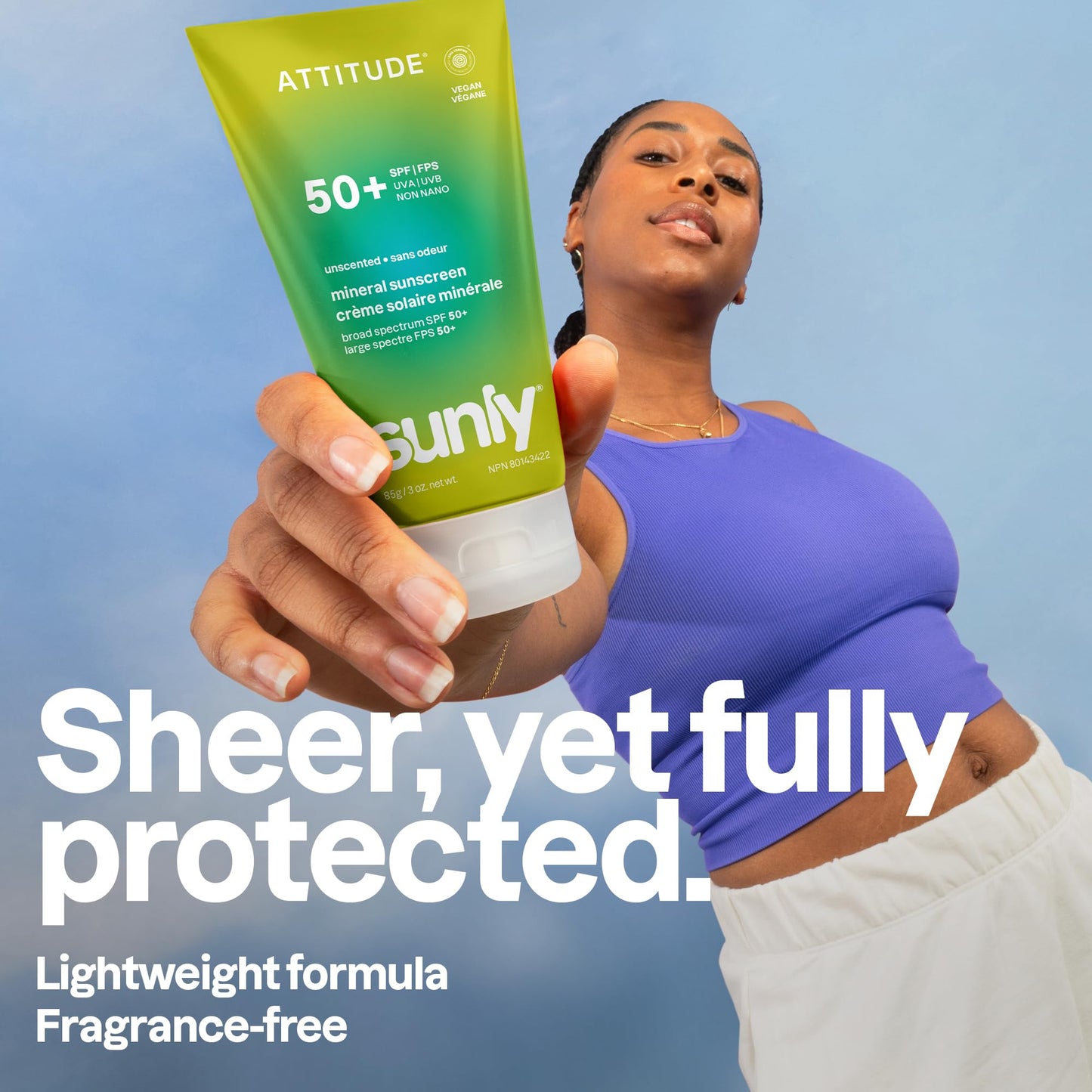 ATTITUDE Mineral Sunscreen SPF 50, Broad Spectrum Zinc Oxide, EWG Verified, Mineral-Based, Non-Nano, Lightweight Cream, Vegan, Unscented, 80 grams 🍁 All In One Marketplace Canada