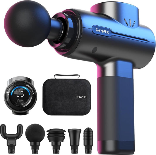 RENPHO Massage Gun, Powerful Massager Gun for Athletes, Percussion Massage Gun, Portable Hand held Electric Massager for Back, Carry Case, Gifts for Men Women, Active - Available at All In One Marketplace Canada