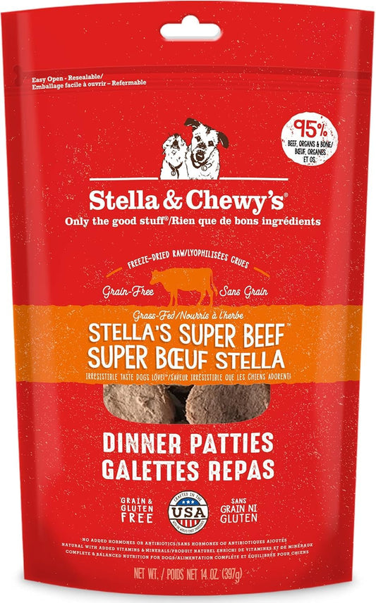 Stella & Chewy’s Freeze Dried Raw Dinner Patties – Grain Free Dog Food, Protein Rich Stella’s Super Beef Recipe – 396g Bag 🍁 All In One Marketplace Canada