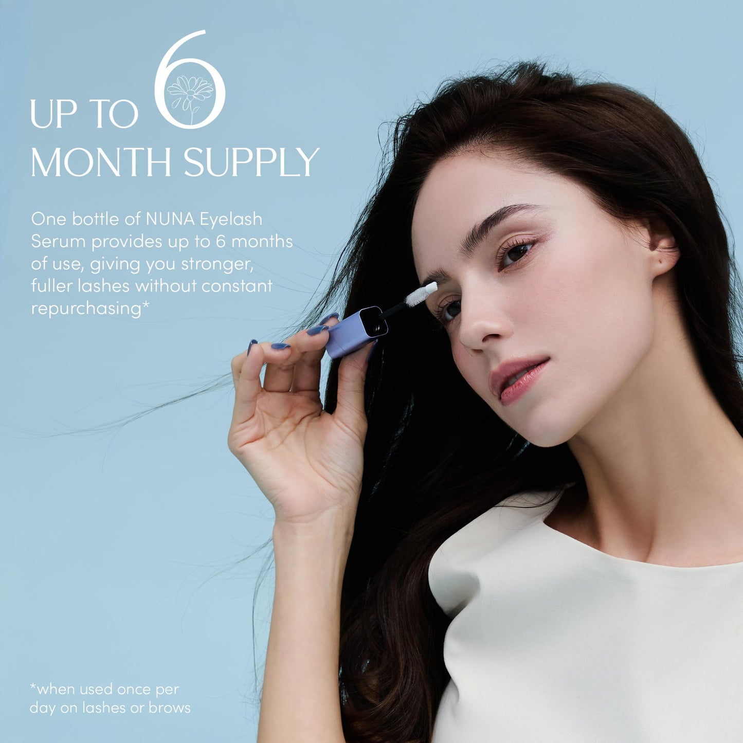NUNA Eyelash Growth Support Serum 6ml – Eye Lash and Eyebrow Enhancing Serum for Women & Men with Biotin - Korean Multi Peptide & Natural Extracts – Promotes Fuller and Longer Lashes - 6 Month Supply - Available at All In One Marketplace Canada