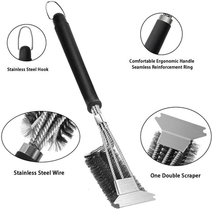 2 Pack BBQ Grill Brush, 18 inch BBQ Accessories, BBQ Cleaning Brush Safe Bristle Free BBQ Brush,100% Rust-Proof Stainless Steel- BBQ Grill Cleaner for Gas, Charcoal, Smoker, Porcelain, Infrared Grill - Available at All In One Marketplace Canada
