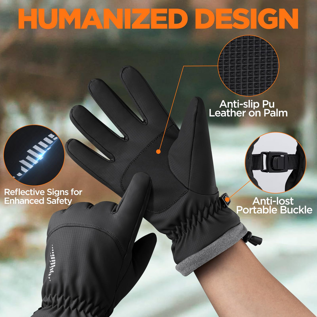 RIVMOUNT Winter Gloves Women Men Touch Screen Waterproof Warm Gloves, for Cold Weather Running, Driving, Cycling, Biking, Riding, Walking, Hiking, Outdoor Sports, Daily Work 🍁 All In One Marketplace Canada